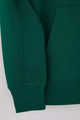 Zumrut Yesili Oversize/Genis Kesim Fermuarl? Kapusonlu Ici Polarl? Basic Sweatshirt TMNAW25SW00050