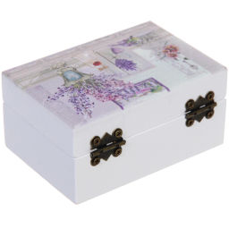 Шкатулка деревянная с зеркалом "МАРЦИПАН", утренняя сирень, 9.5*6.5*5см (в коробке)