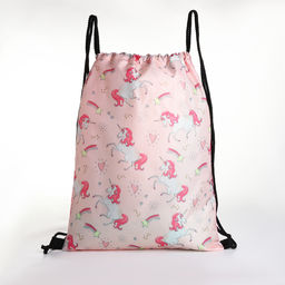 Мешок для обуви Единороги, 32*0,5*40 см, отд на шнурке, розовый