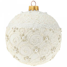 Елочная игрушка шар стеклянная Мираж д10см, ручная художественная роспись, подарочная упаковка (Россия)