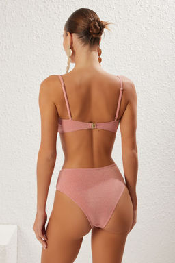 Pembe Straplez Aksesuarl? Simli Brazilian Bikini Tak?m? TBESS24BT00054