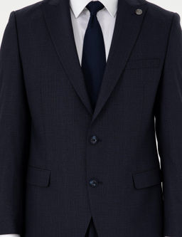 Lacivert Ex. Slim Fit _izgili Y_nl_ Tak_m Elbise