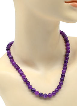 Бусы из камня кальцита шарик 8мм цв.фиолетовый, 47см