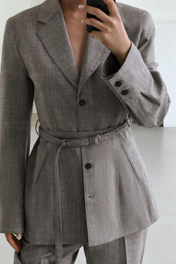 ZW COLLECTION 100% WOOL BELTED BLAZER - Zara фото 2