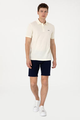 Erkek Regular Fit Polo Yaka Krem Basic Ti__rt