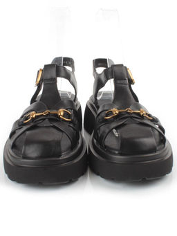 08-PEAG54-2 BLACK Босоножки женские (натуральная кожа)