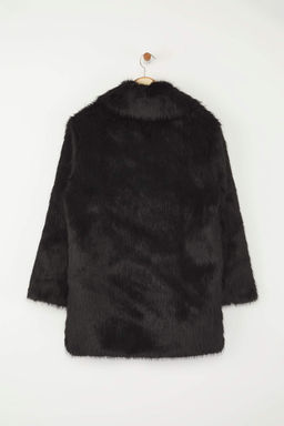 Siyah Kurklu Mono Kapama Oversize Midi Kaban TWOAW26KB00006