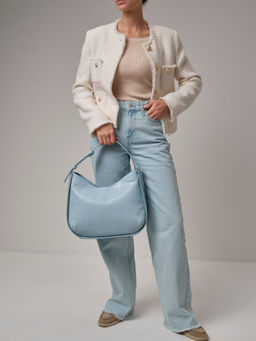 Сумка тоут кожаная Deboro 30422 голубая вода