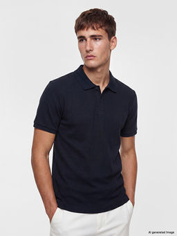 Polo Yaka Fitilli Standart Fit Erkek Ti??rt