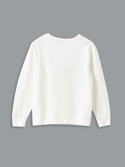 Bisiklet Yaka Bask?l? K?z ?ocuk Sweatshirt