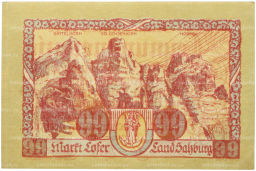 Банкнота 99 геллеров 1921 года Австрия  община Лофер в Зальцбурге (Нотгельд)