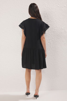 Siyah Duz Kesim Gupur Detayl? Mini Dokuma Gomlek Elbise TWOSS25EL00402 - Trendyolmilla фото 4