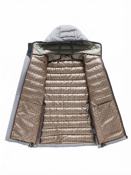 Куртка женская гибридная стёганая с капюшоном с графеновой подкладкой серого цвета 9622_1Sr
