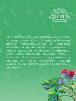 Гидролат лопуха - Siberina фото 9