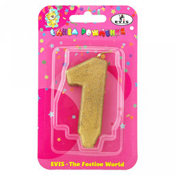 Свеча для торта "День рождения-7" 4х1,4х7,5см, парафин, "Цифра 1" (Россия)