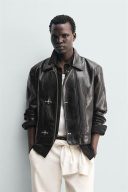 LEATHER EFFECT JACKET WITH FIREMAN CLASPS - Zara фото 2
