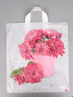 Цена за 50 шт. Пакет подарочный Хризантемы 40 х 36 см 37 мкм