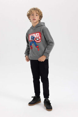 Толстая толстовка с капюшоном и логотипом Marvel для мальчиков - Defacto фото 2