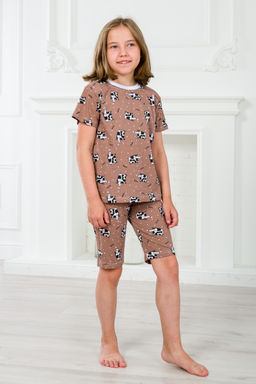 Пижама подростковая из футболки и бридж из кулирки Коровы