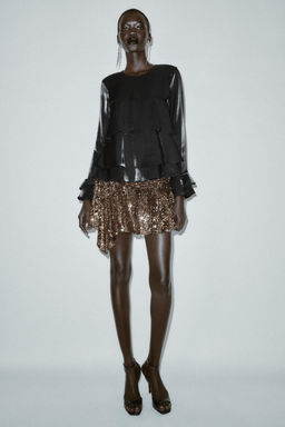 ASYMMETRIC SEQUINNED SKORT