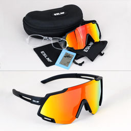 Очки спортивные солнцезащитные ESLNF. ударопрочные. Линза: HD POLARIZED-Зеркальная. Silicone переносица и боковые душки. Черный-Оранжевый /уп 50/ - ГалеонТрейд фото 2