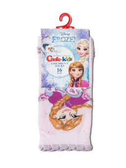 Цена за 2 пары Conte-kids Хлопковые носки с люрексом, стразами и рисунками героев Disney Frozen св.розовый
