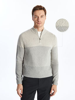 Dik Yaka Uzun Kollu Erkek Triko Kazak