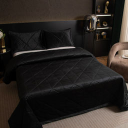 Велюровое покрывало в клетку и одна наволочка OVL047 160*220 50-70 1 шт