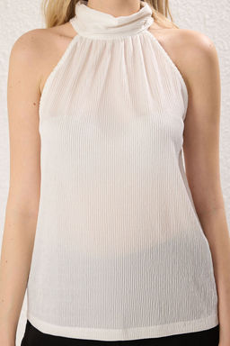 Trendyolmilla Mint Regular/Normal Kal?p Dik Yaka Fit Pilise Esnek Orme Bluz TWOSS23BZ00952 фото 3