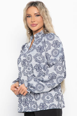 Блуза Доменика (серо-синяя) Б15016-18М