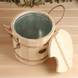 Запарник - ведро для бани и сауны, 7 л, липа, оцинкованная вставка, с крышкой, «Добропаровъ»