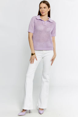 Джемпер из вязаного трикотажа с плетением в виде сетки.