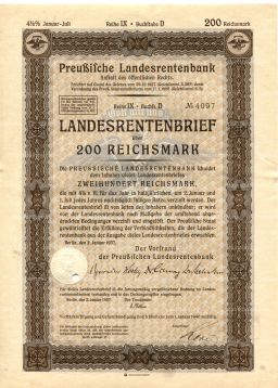 Облигация 4,5% 200 рейхсмарок 1937 года Германия