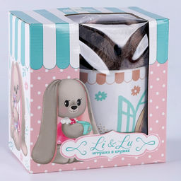 Подарочный набор «Зайка Li», игрушка в кружке, 16 см