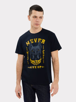 Футболка мужская черная с печатью черный +печать3 111831