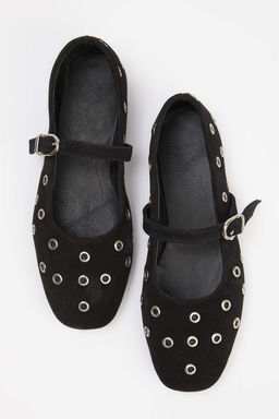 Siyah Hakiki Suet Kusgozu Detayl? Mary Jane Kad?n Babet TAKSS26BE00002 - Trendyolmilla фото 3