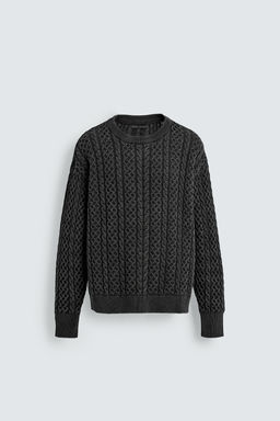 WASHED CABLE-KNIT SWEATER - Zara фото 8