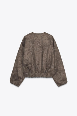 EMBROIDERED FAUX SUEDE BOMBER JACKET - Zara фото 10