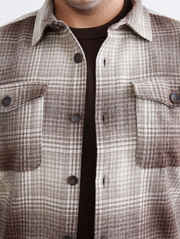 Regular Fit Uzun Kollu Ekose Erkek G?mlek Ceket