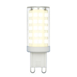 LED-JCD-9W/3000K/G9/CL GLZ09TR Лампа светодиодная, прозрачная. Теплый белый свет (3000К). Картон. ТМ Uniel.