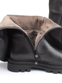 02-FK888-1M BLACK Сапоги зимние женские (натуральная кожа, байка, натуральный мех)