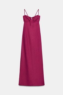 STRAPPY LINEN BLEND MIDI DRESS - Zara фото 7