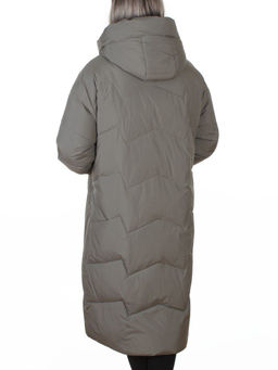 8883 GRAY/GREEN Пальто зимнее женское (150 гр. холлофайбер)