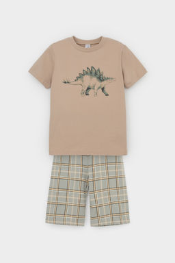 К 1528-1/тем.бежевый,шотландская клетка, пижама - Crockid фото 2