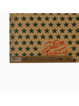 Цена за 10 шт. Бумага упаковочная крафтовая 23 февраля, 50?70 см