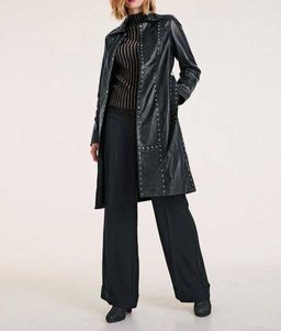 Кожаное пальто, черное - Heine фото 3