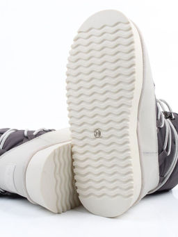 04-WF029-4M DK. GRAY/MILK Ботинки зимние женские (натуральная кожа, курточная ткань, 100% шерсть)