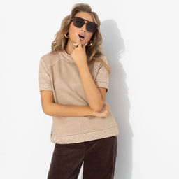 Водолазка из экозамши, Фирменное приветствие (песочная) - Charutti фото 7