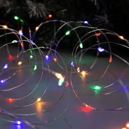 Гирлянда Нить 5 м роса, IP20, серебристая нить, 50 LED, 2 режима, батарейки AAх3 (нет в комплекте), свечение тёплое белое / мульти - Luazon lighting фото 5