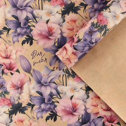 Цена за 10 шт. Бумага упаковочная крафтовая Цветы для тебя, 70?100 см